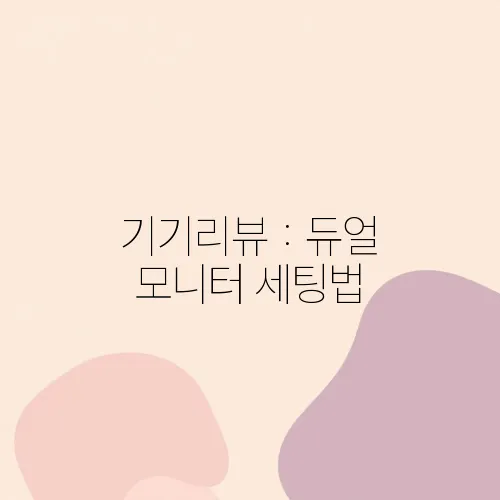 기기리뷰 : 듀얼 모니터 세팅법